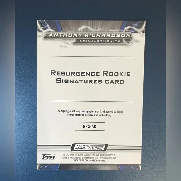 ANTHONY RICHARDSON Autograph Rookie Card 2023 Topps Chrome Colts Rookie Auto - Picture 2 of 2